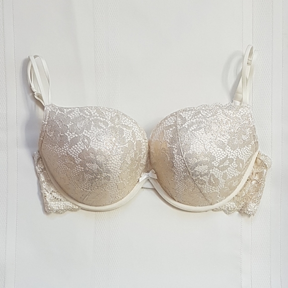 La SENZA White & Gold Lace Push Up Bra